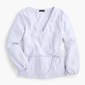 J. Crew Drapey Crepe Faux-Wrap Bouse Top - Light Blue Size 2